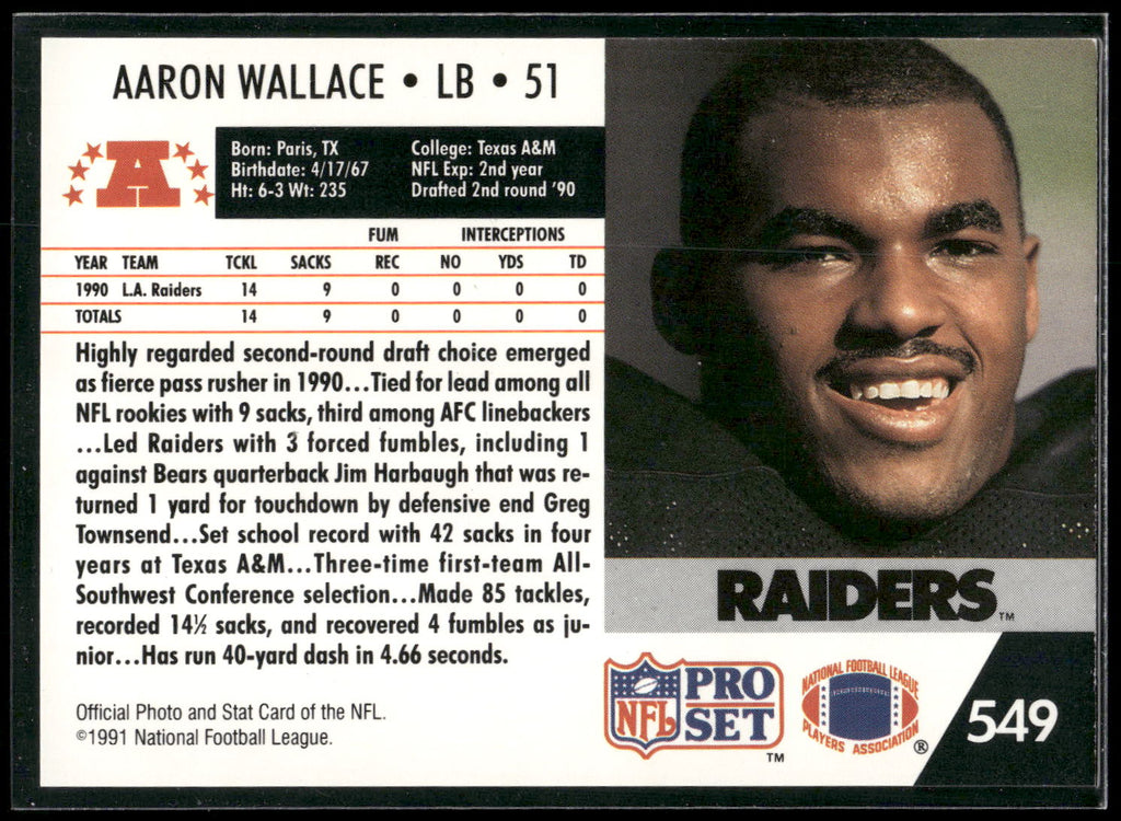 1991 Pro Set #549 Aaron Wallace