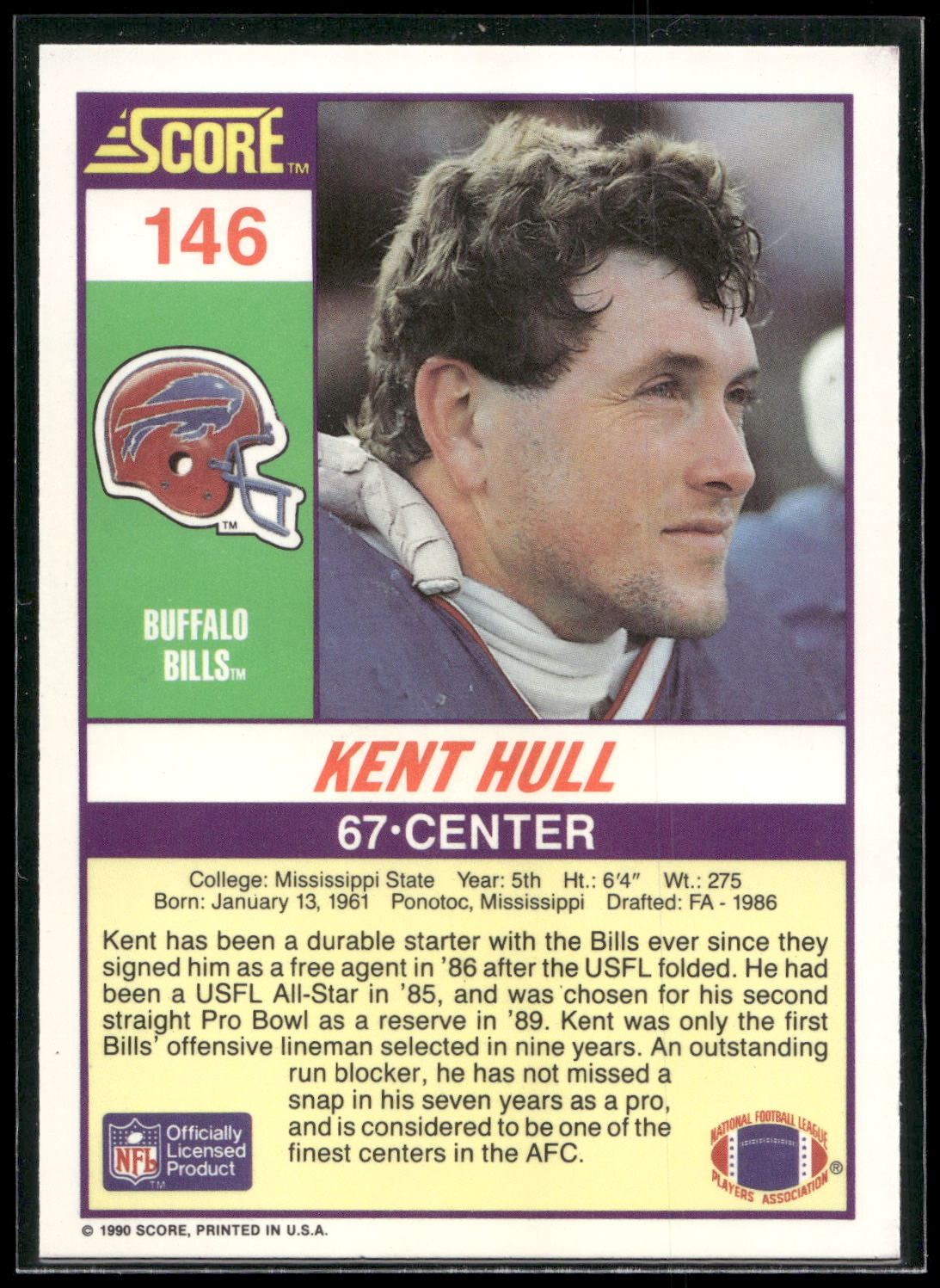 1990 Score #146 Kent Hull