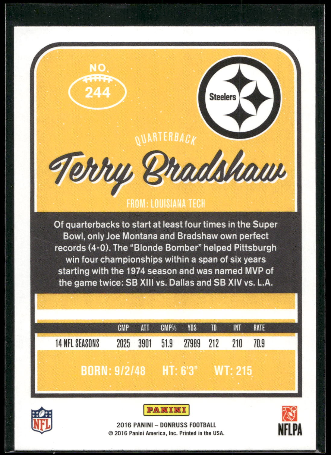 2016 Donruss #244 Terry Bradshaw