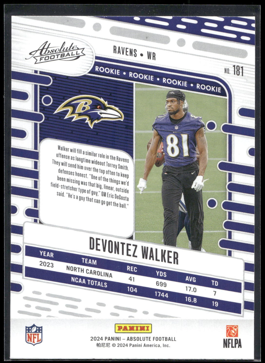2024 Panini Absolute #181 Devontez Walker Retail
