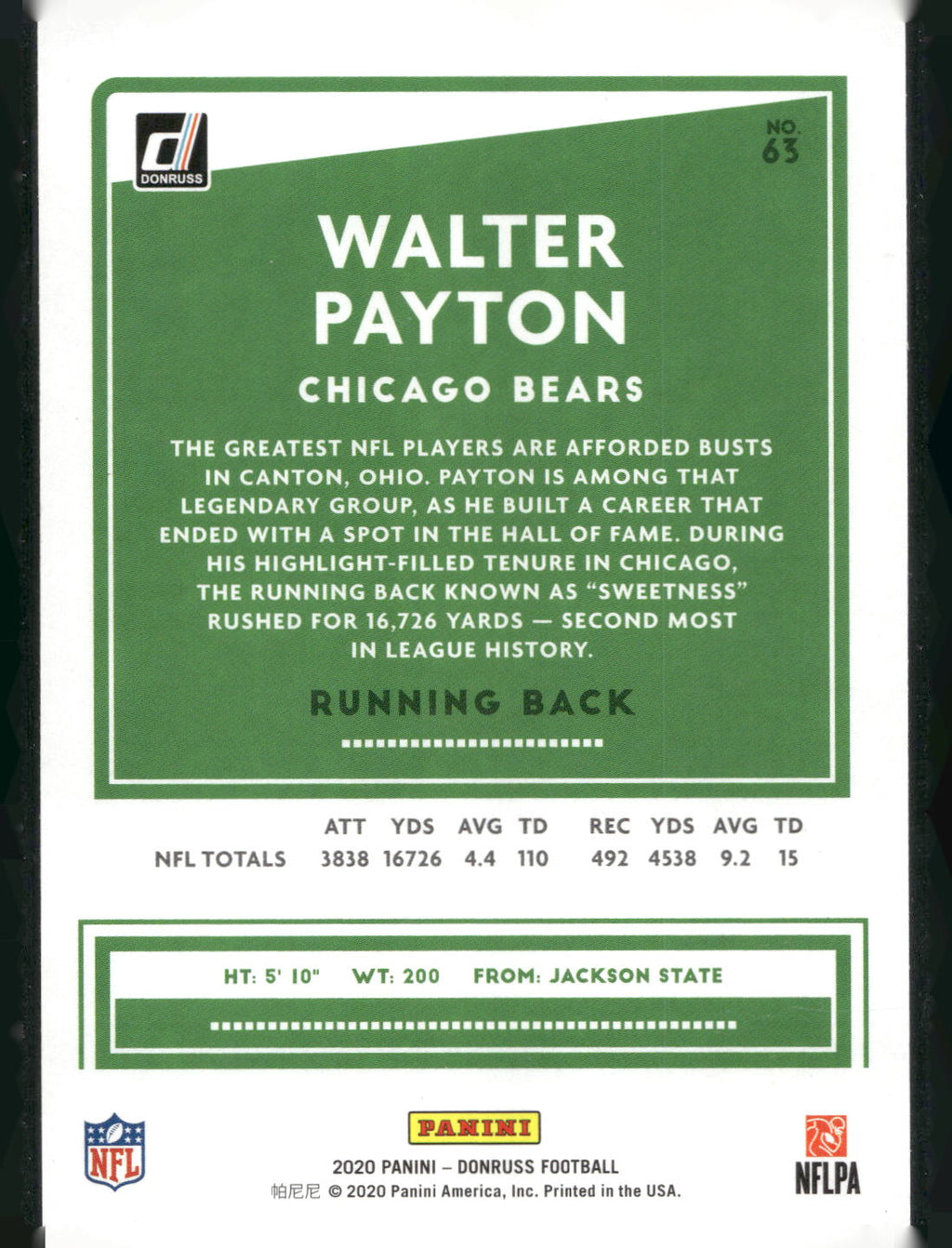 2020 Donruss #63 Walter Payton