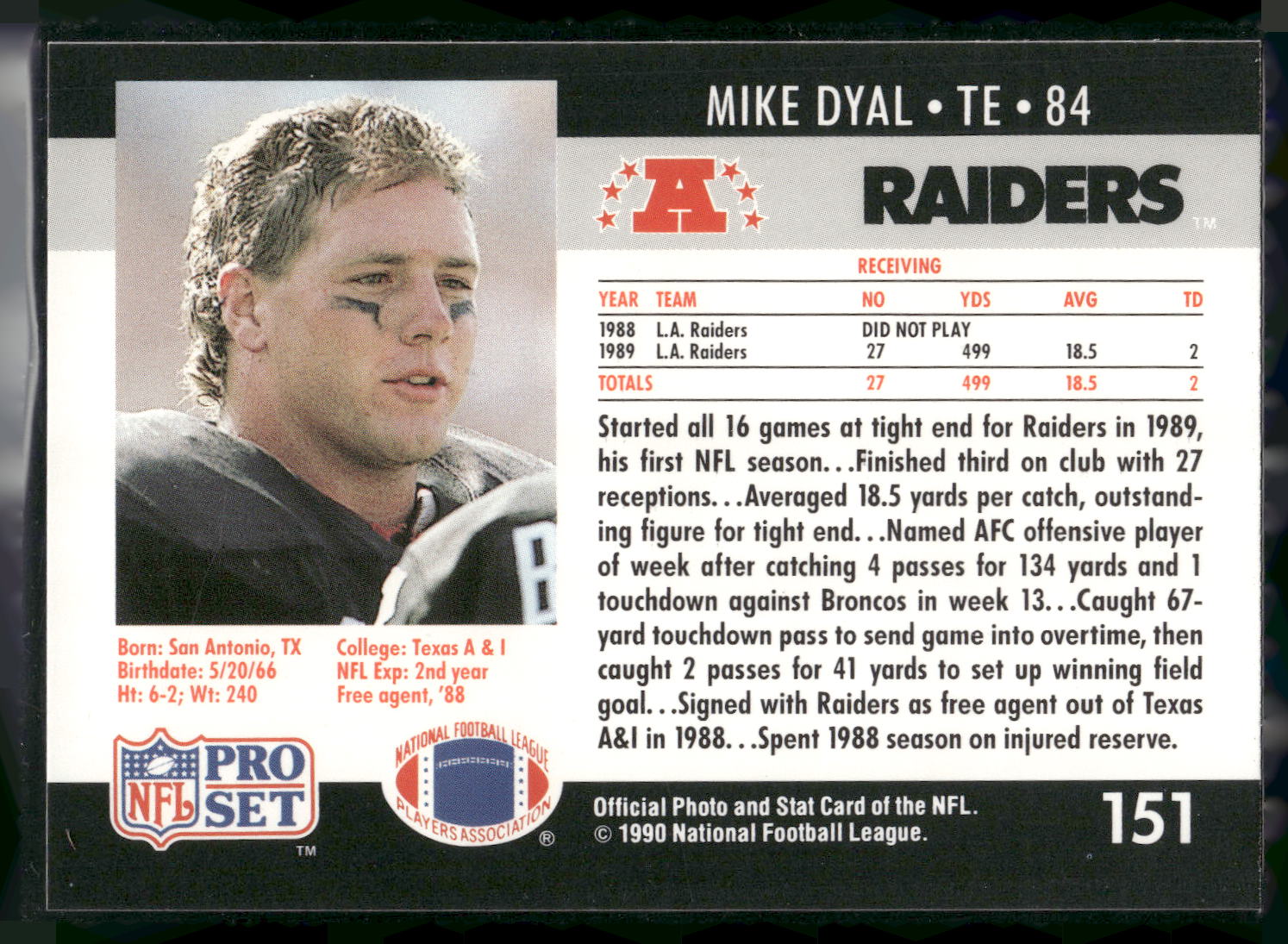 1990 Pro Set #151 Mike Dyal