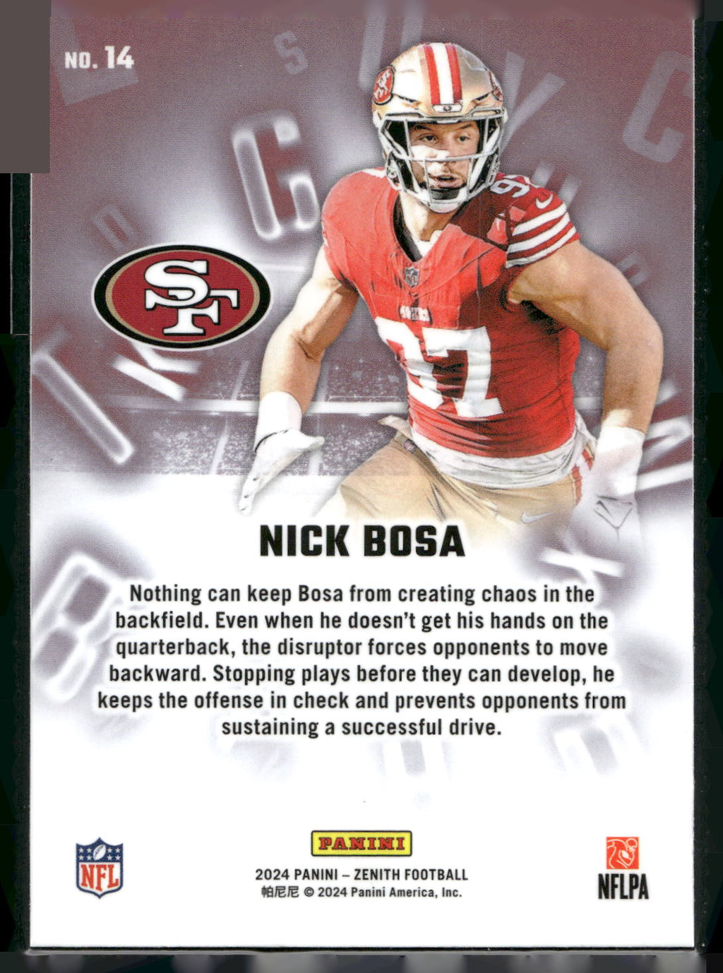 2024 Panini Zenith #14 Nick Bosa A to Z