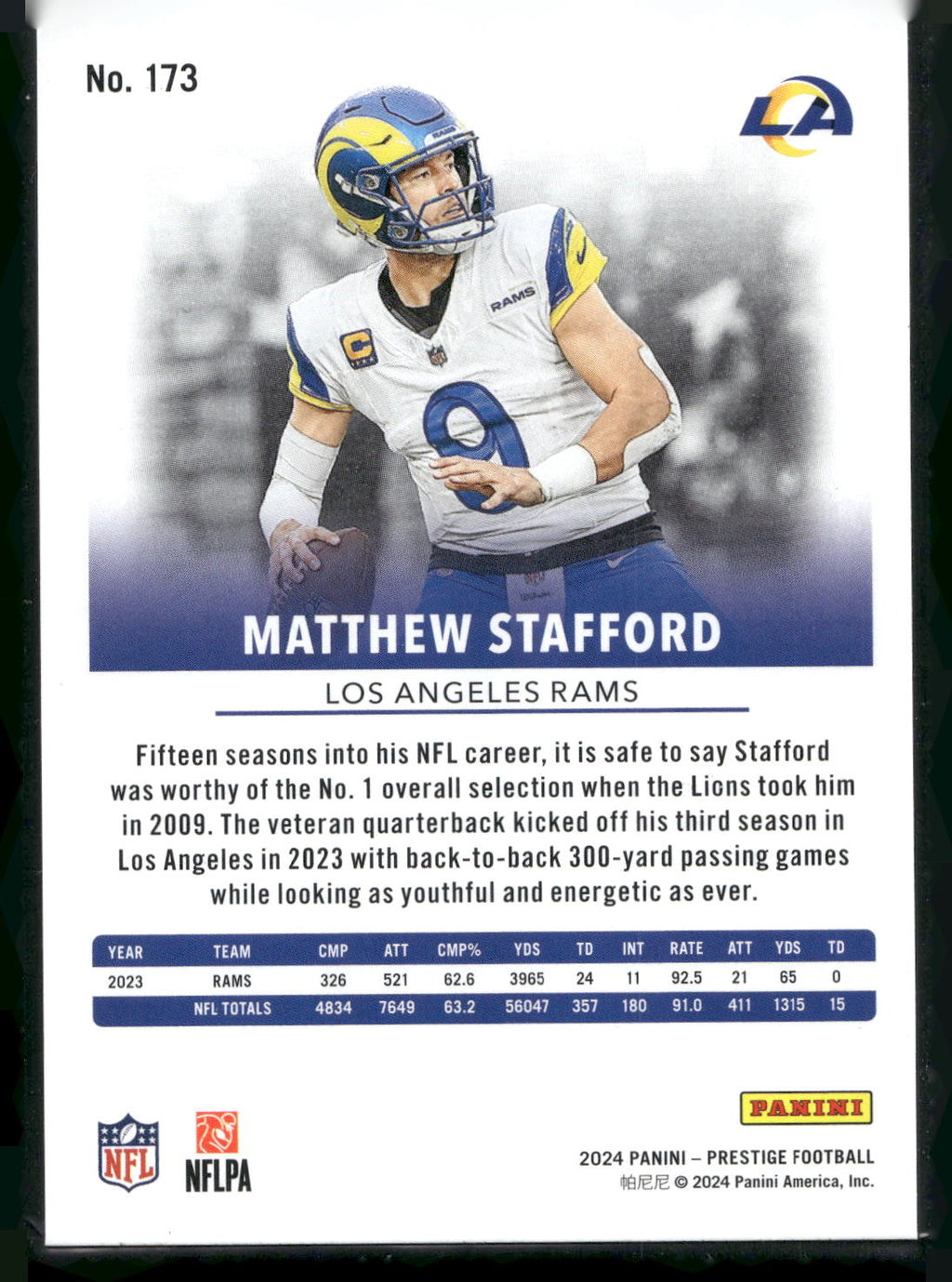 2024 Panini Prestige #173 Matthew Stafford