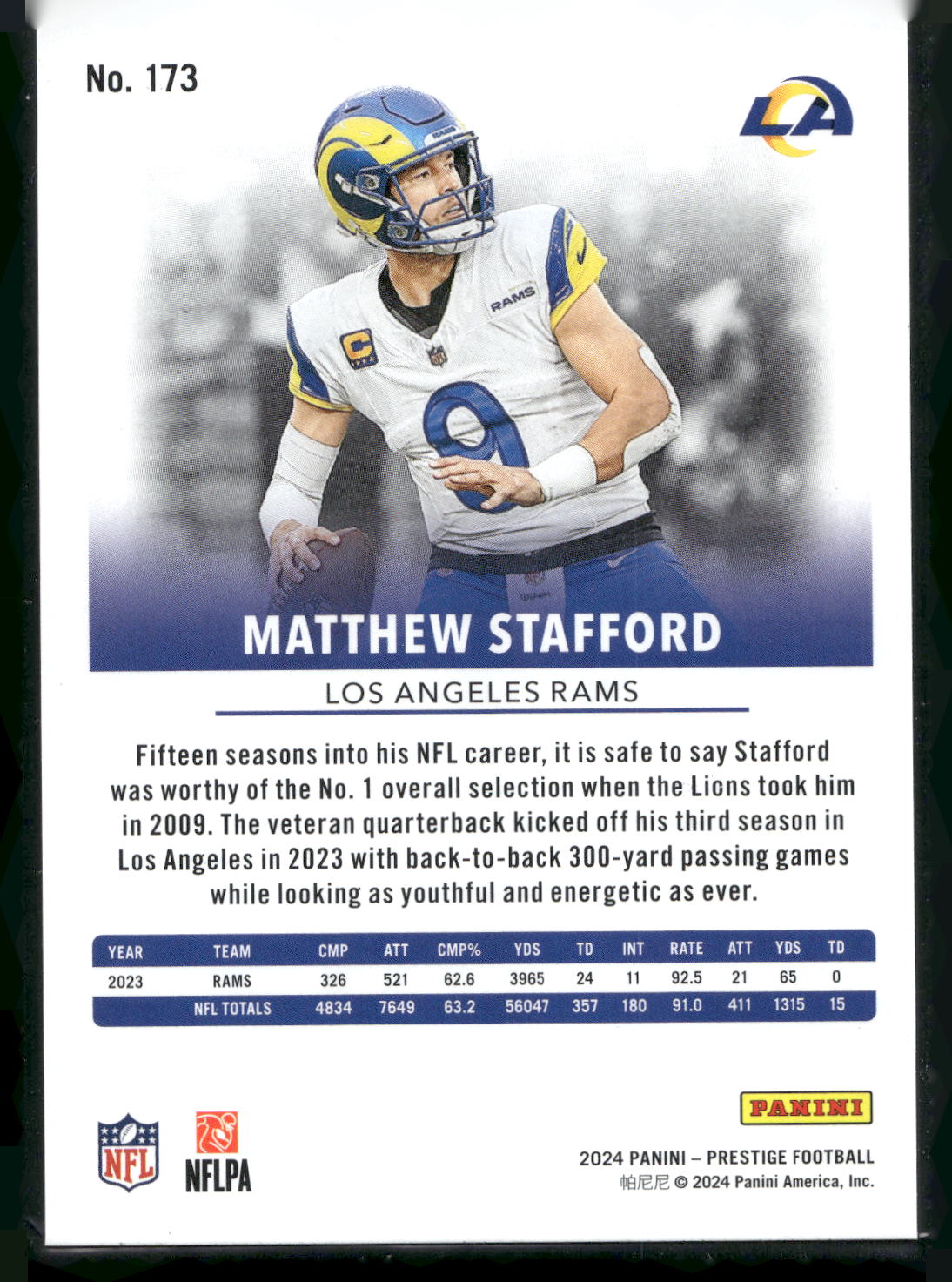 2024 Panini Prestige #173 Matthew Stafford
