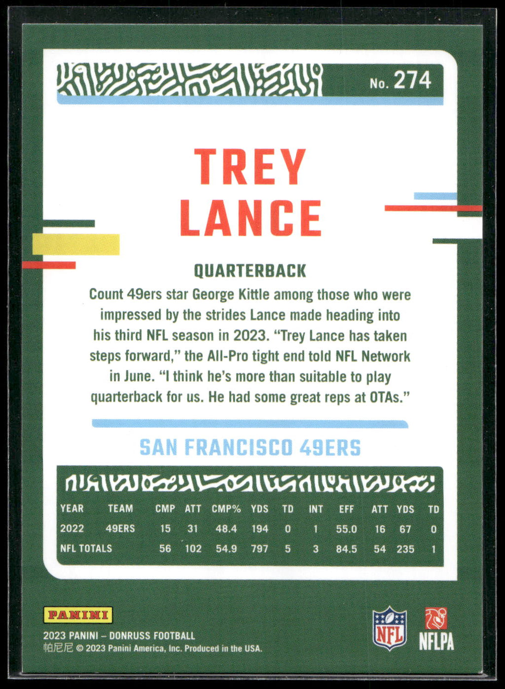 2023 Donruss #274 Trey Lance