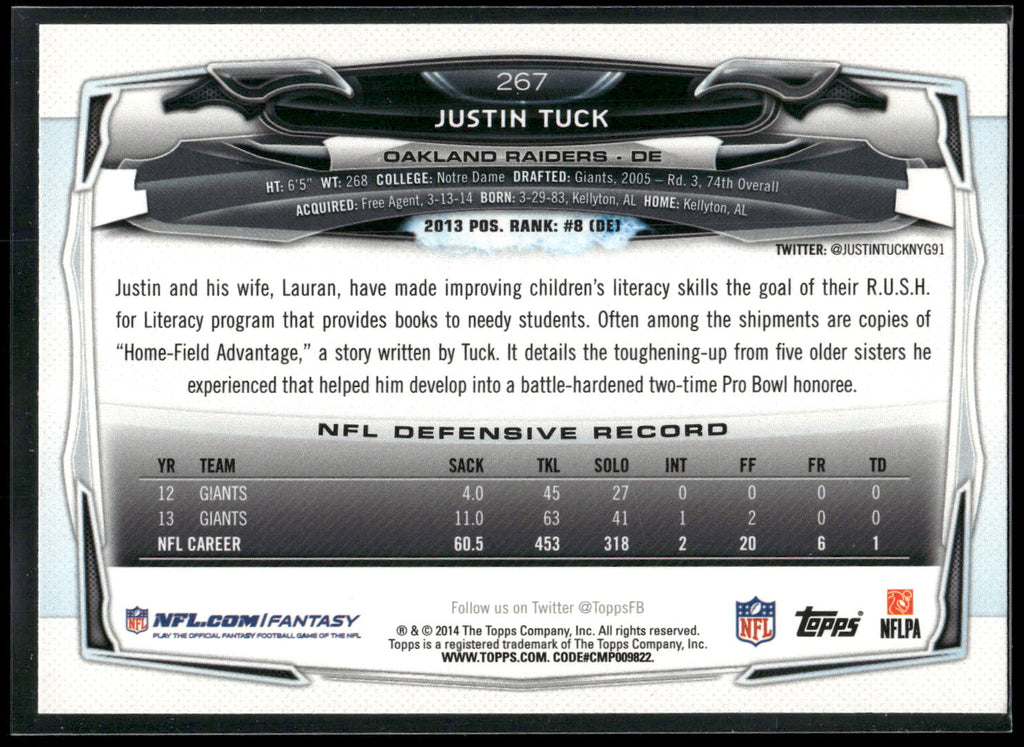 2014 Topps #267 Justin Tuck