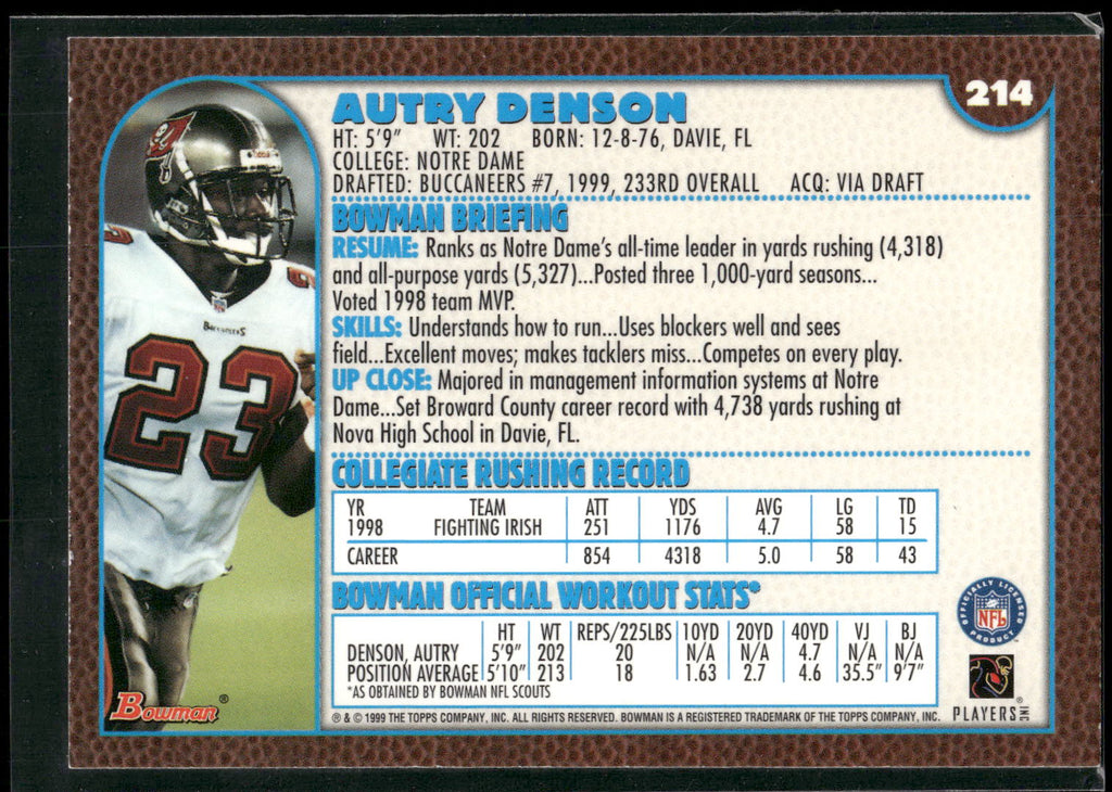 1999 Bowman #214 Autry Denson