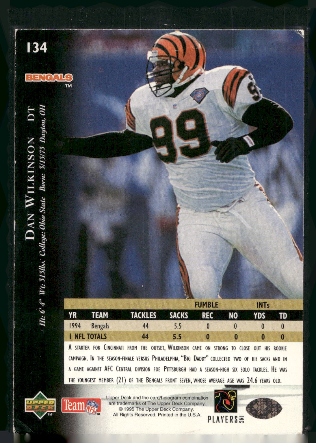 1995 Upper Deck #134 Dan Wilkinson