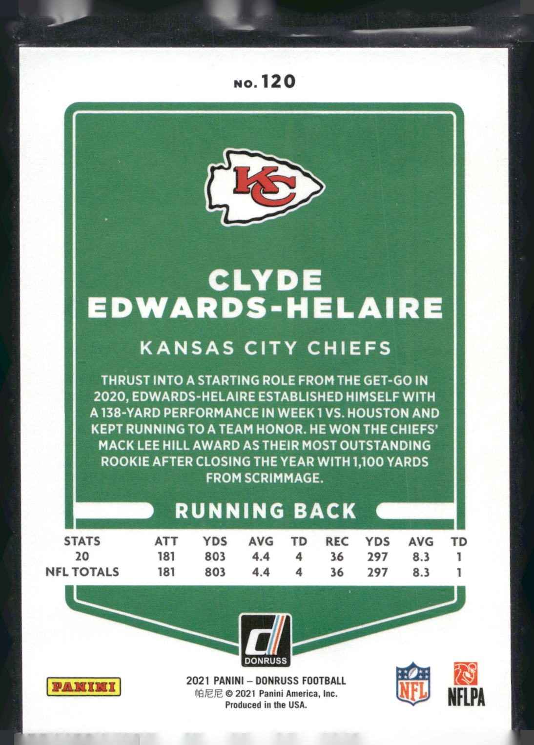 2021 Donruss #120 Clyde Edwards-Helaire