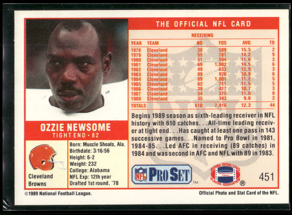1989 Pro Set #451 Ozzie Newsome