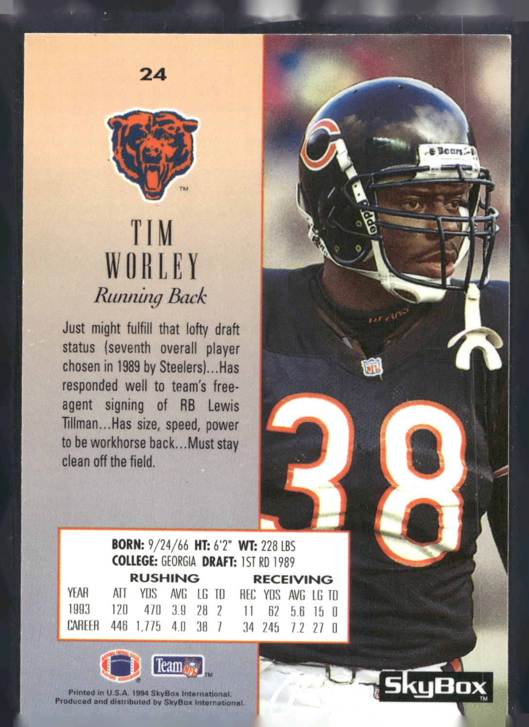 1994 SkyBox Premium #24 Tim Worley