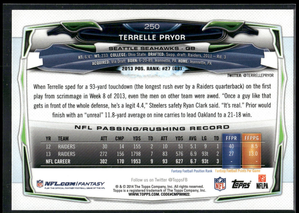 2014 Topps #250 Terrelle Pryor