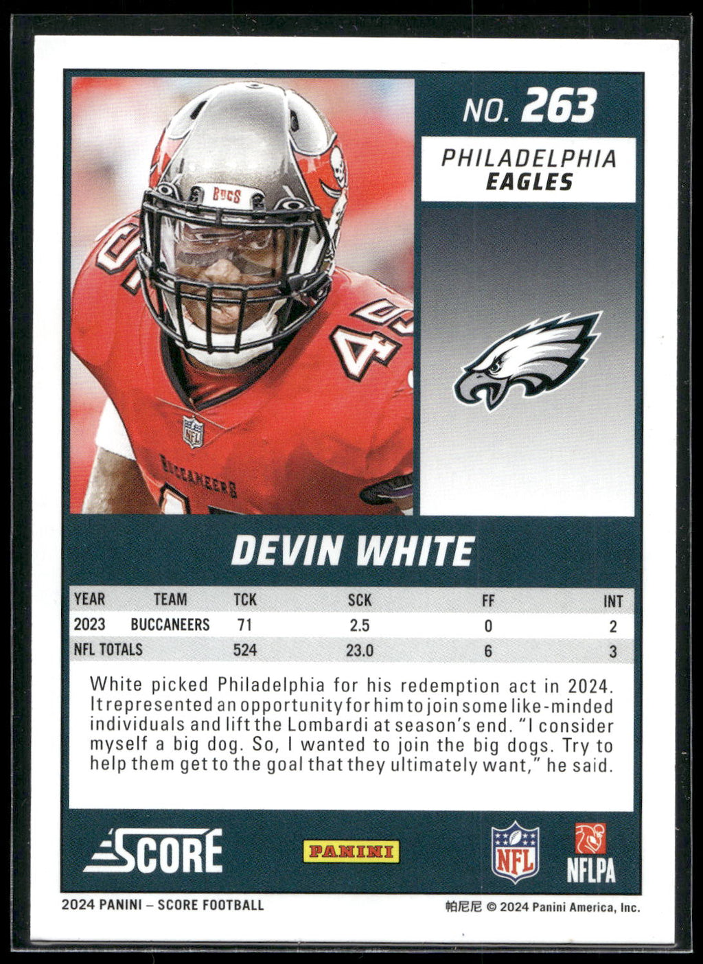 2024 Score #263 Devin White