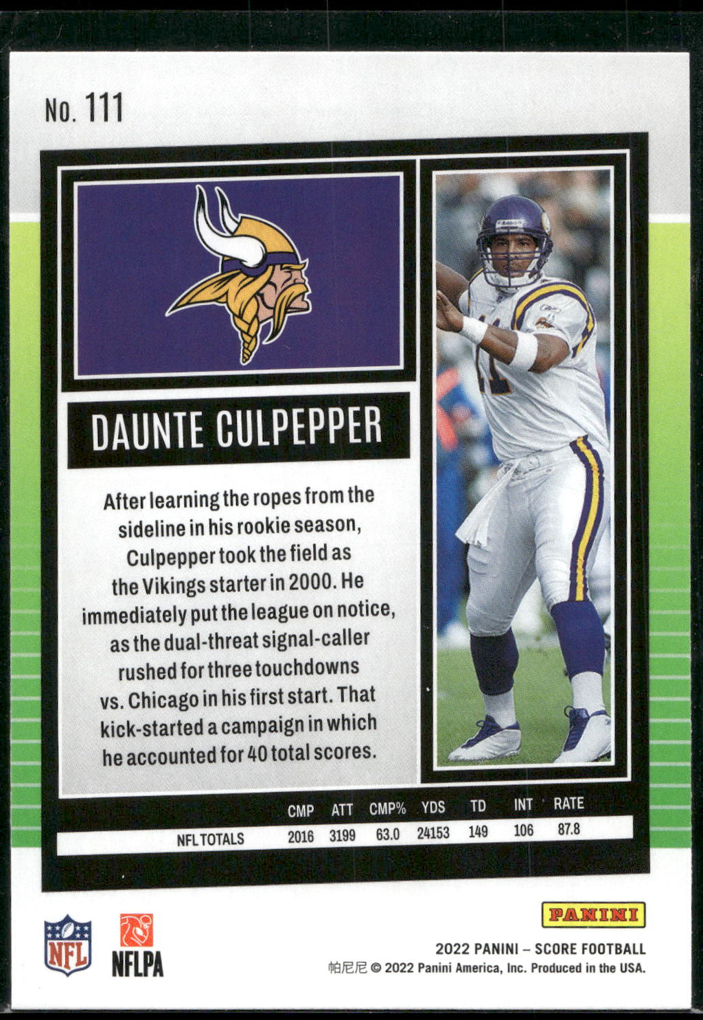 2022 Score #111 Daunte Culpepper