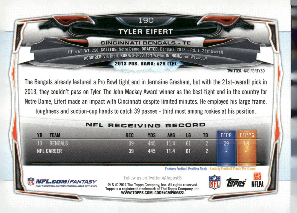 2014 Topps #190 Tyler Eifert