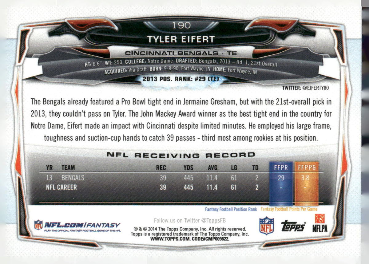 2014 Topps #190 Tyler Eifert