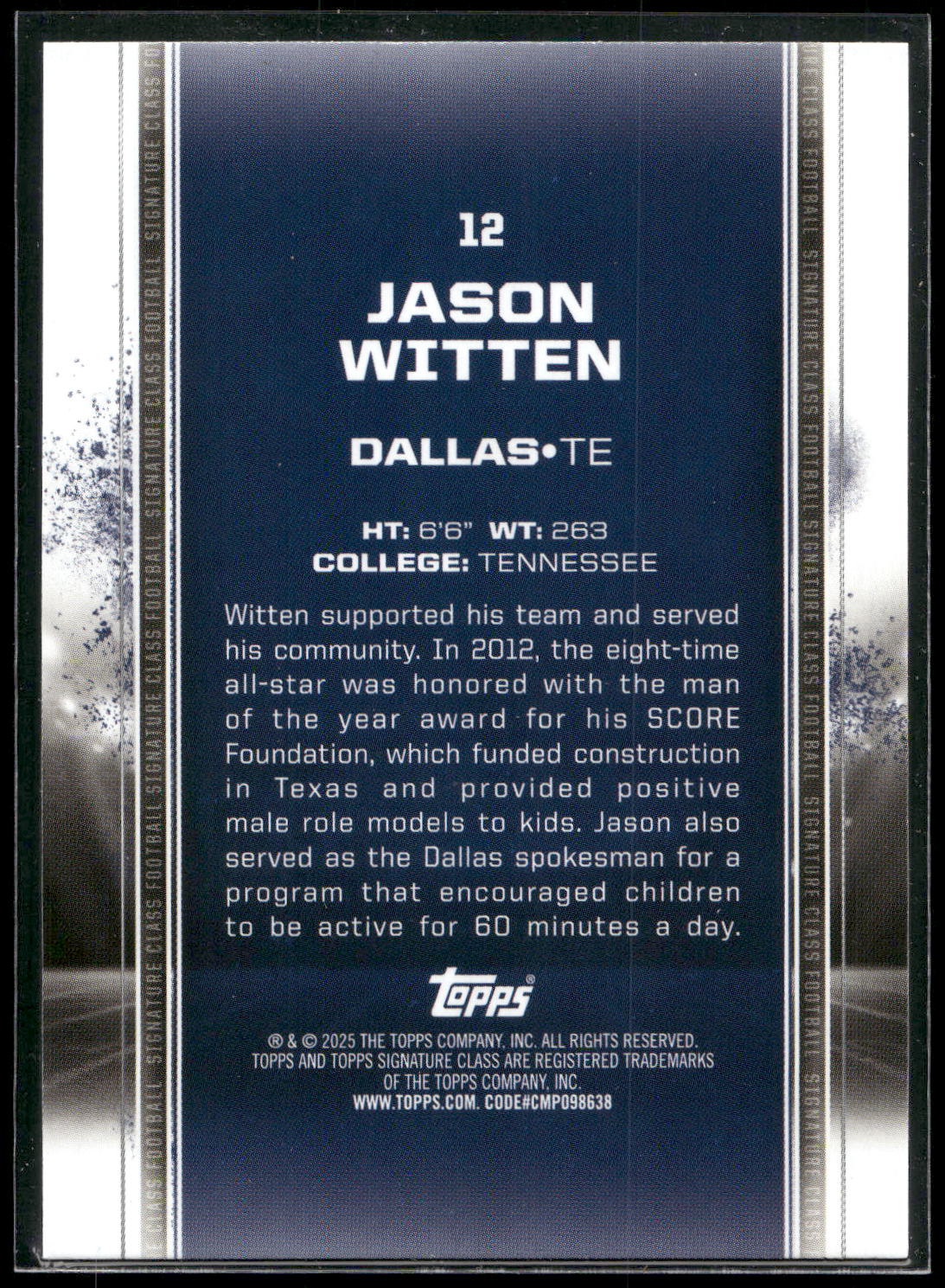 2024 Topps Signature Class #12 Jason Witten