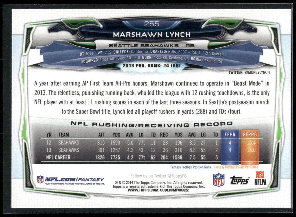 2014 Topps #255 Marshawn Lynch
