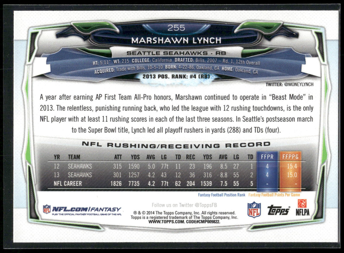 2014 Topps #255 Marshawn Lynch