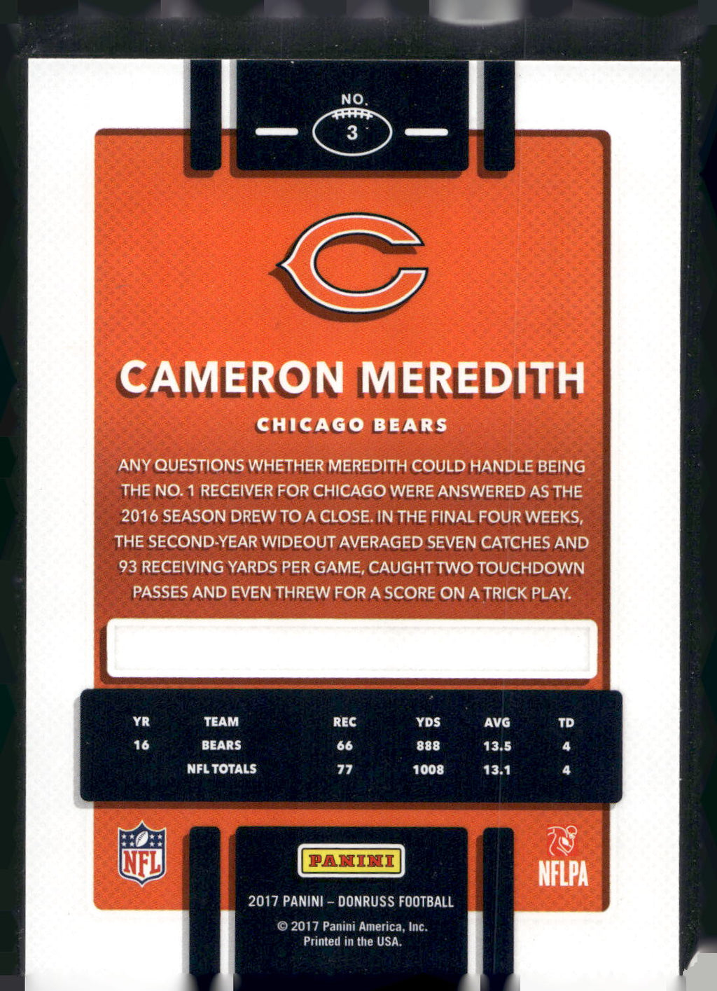 2017 Donruss #3 Cameron Meredith