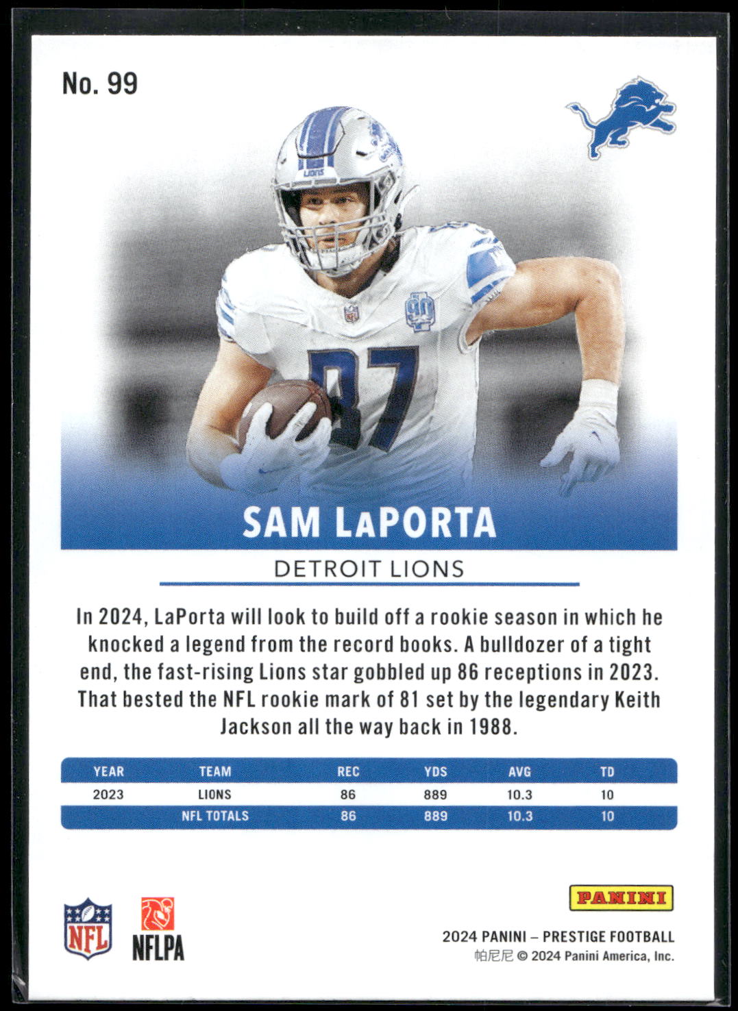 2024 Panini Prestige #99 Sam LaPorta