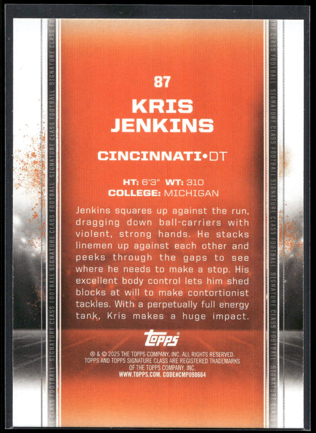 2024 Topps Signature Class #87 Kris Jenkins