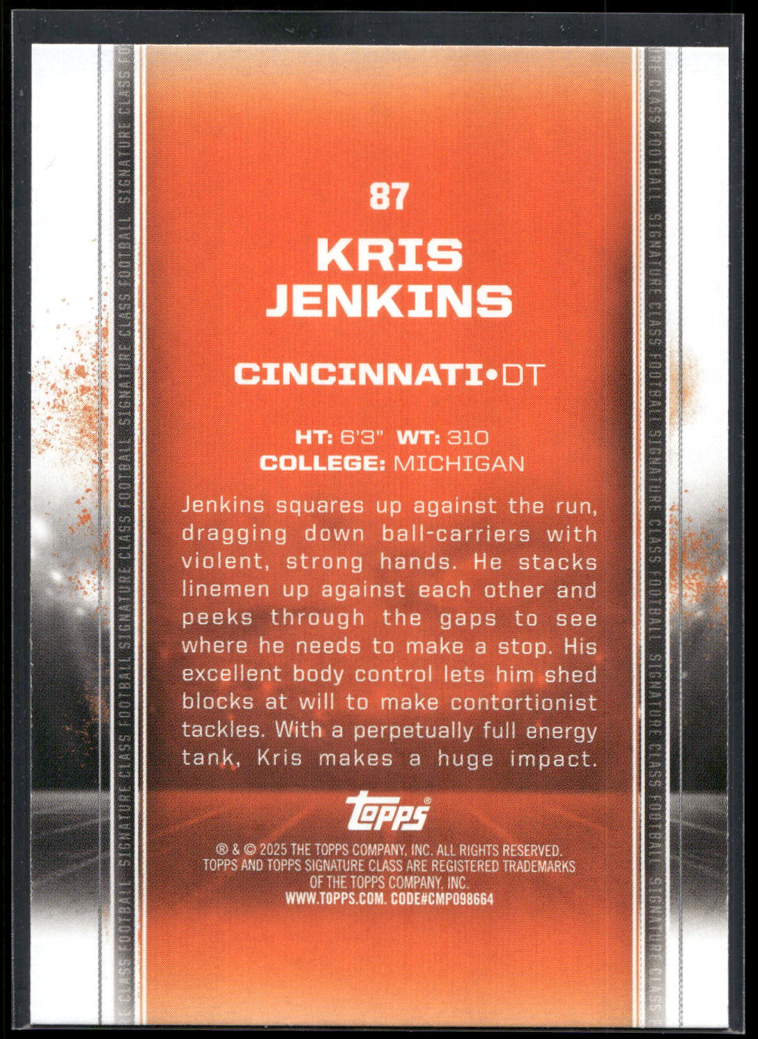 2024 Topps Signature Class #87 Kris Jenkins