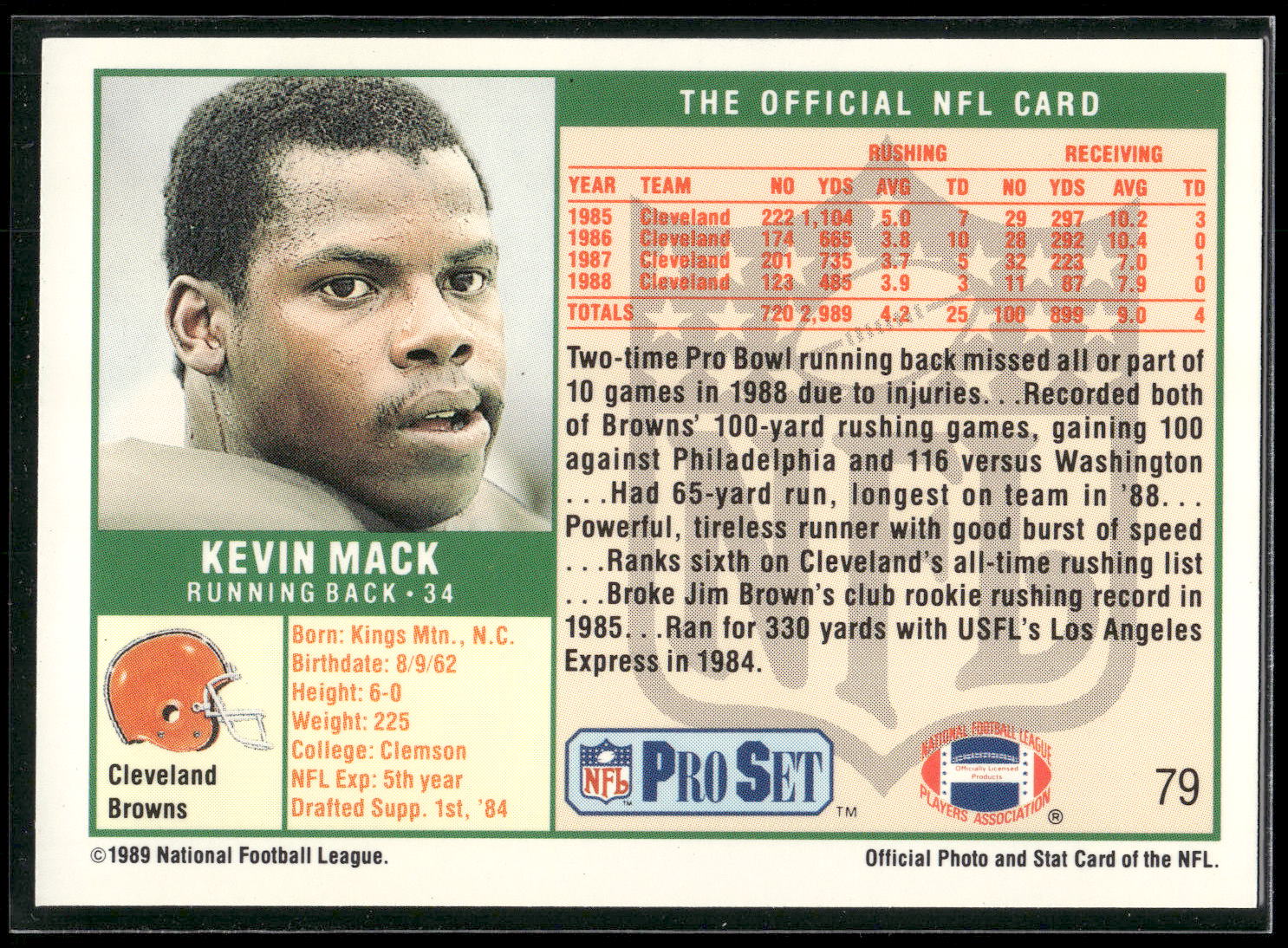 1989 Pro Set #79 Kevin Mack