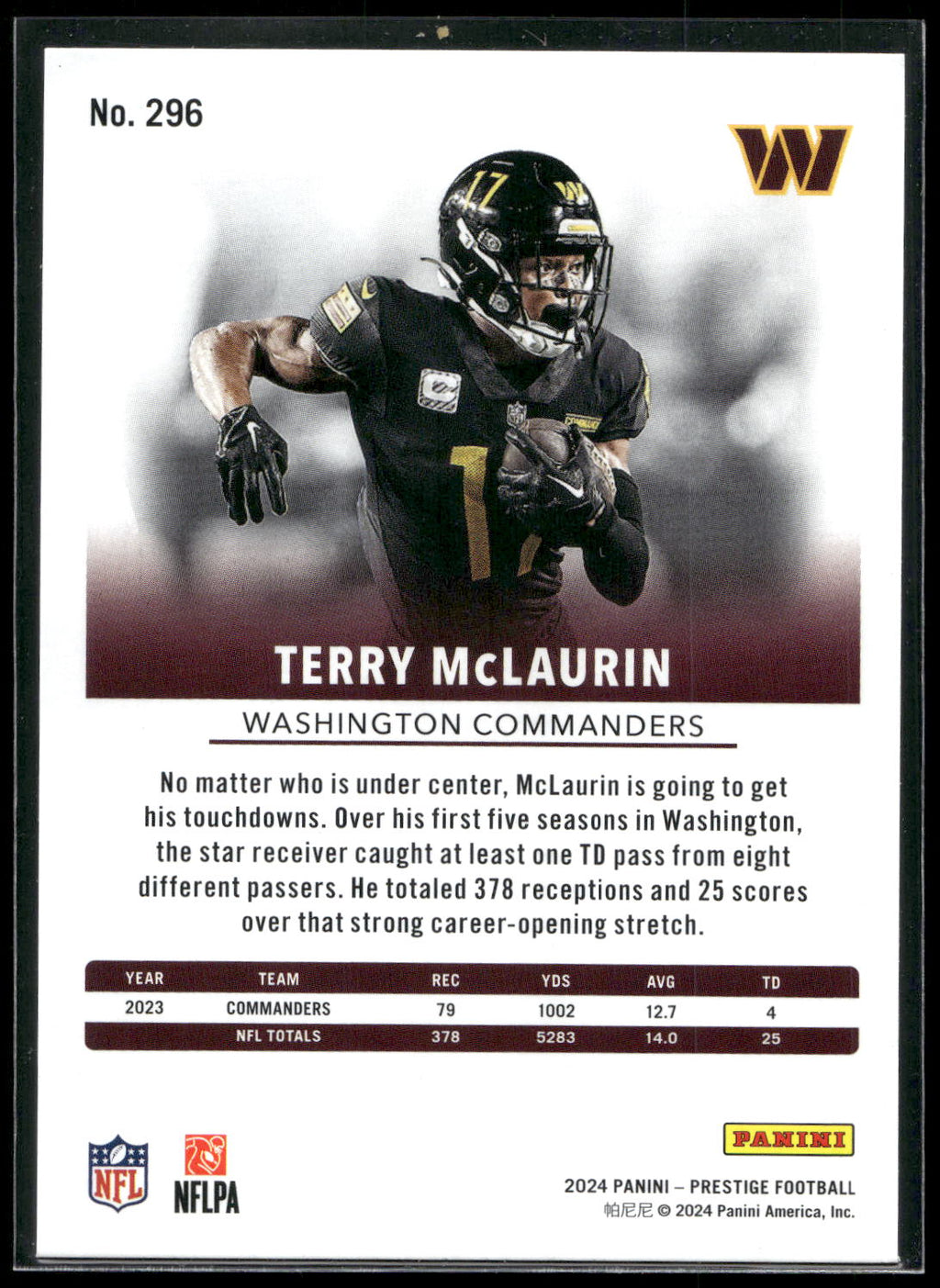 2024 Panini Prestige #296 Terry McLaurin