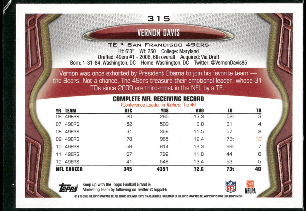 2013 Topps #315 Vernon Davis