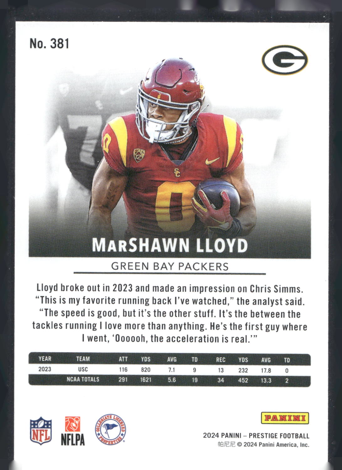 2024 Panini Prestige #381 MarShawn Lloyd