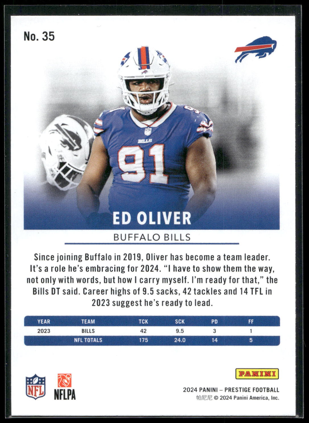 2024 Panini Prestige #35 Ed Oliver