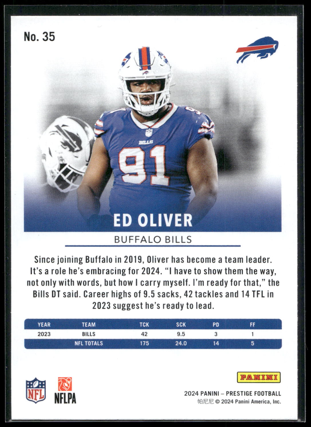 2024 Panini Prestige #35 Ed Oliver