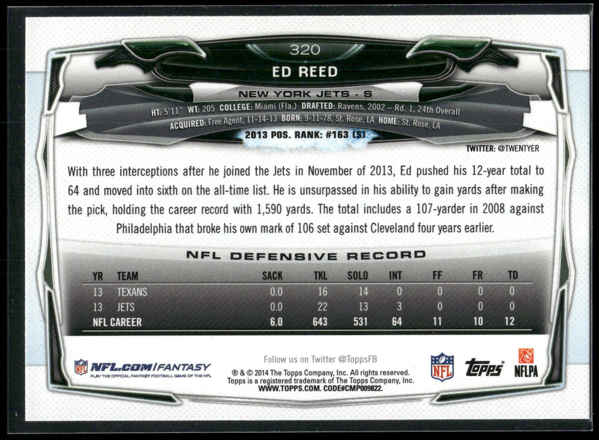 2014 Topps #320 Ed Reed
