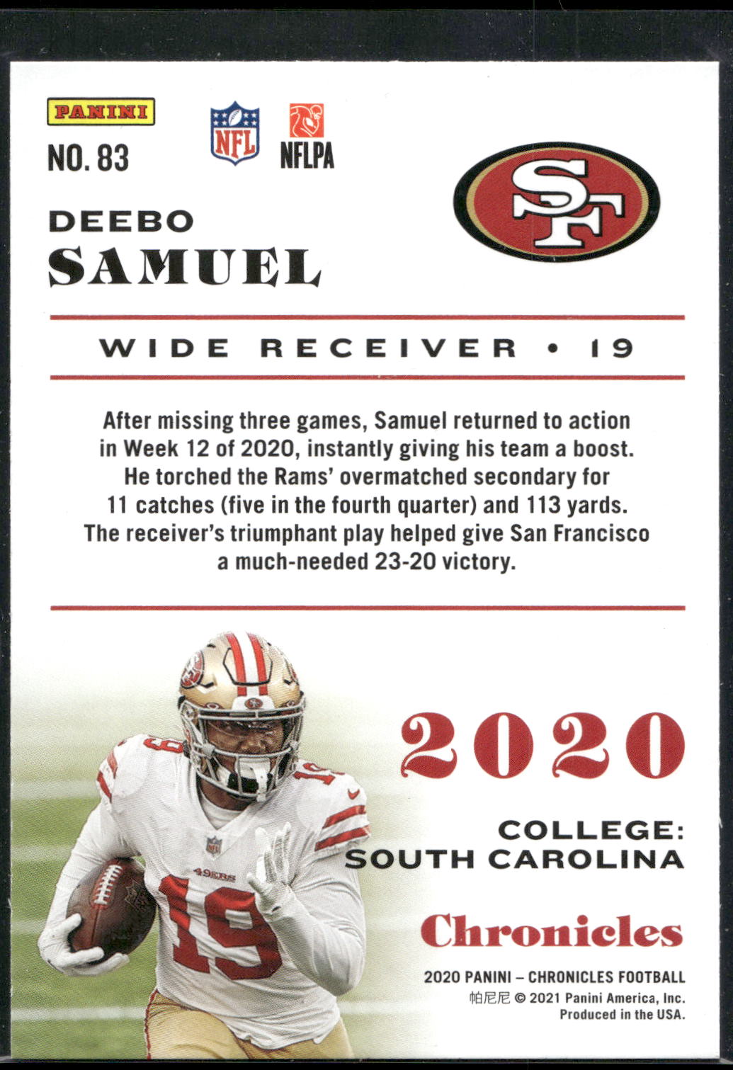 2020 Panini Chronicles #83 Deebo Samuel