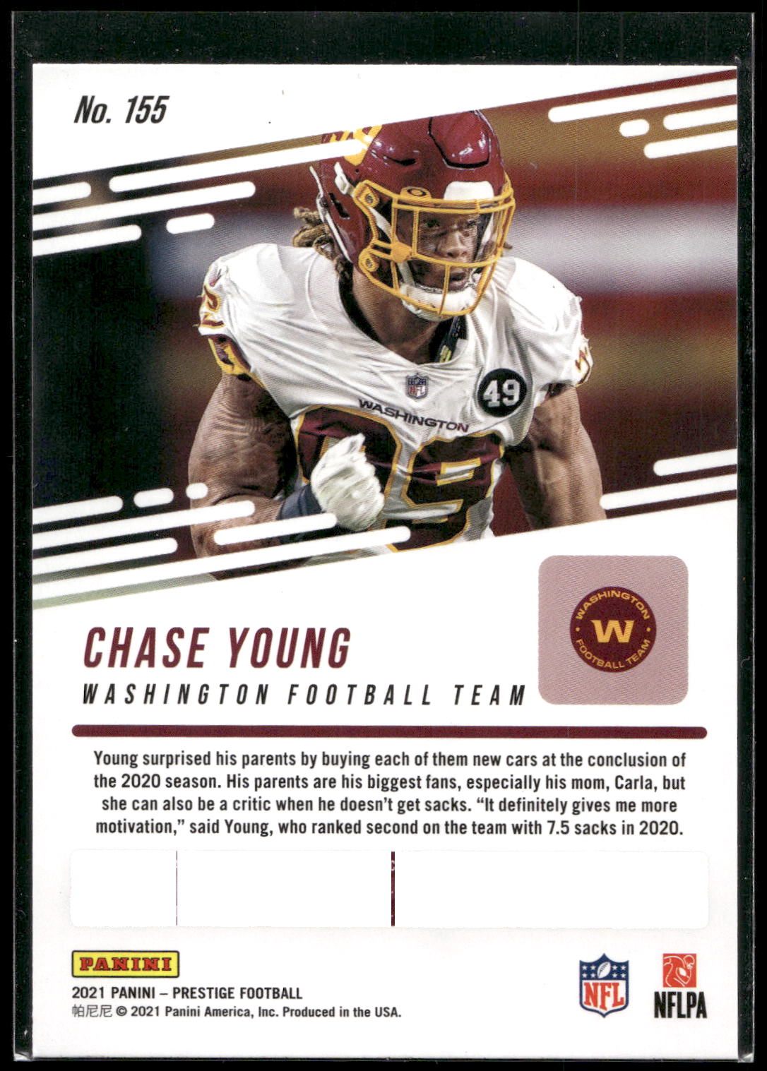 2021 Panini Prestige #155 Chase Young