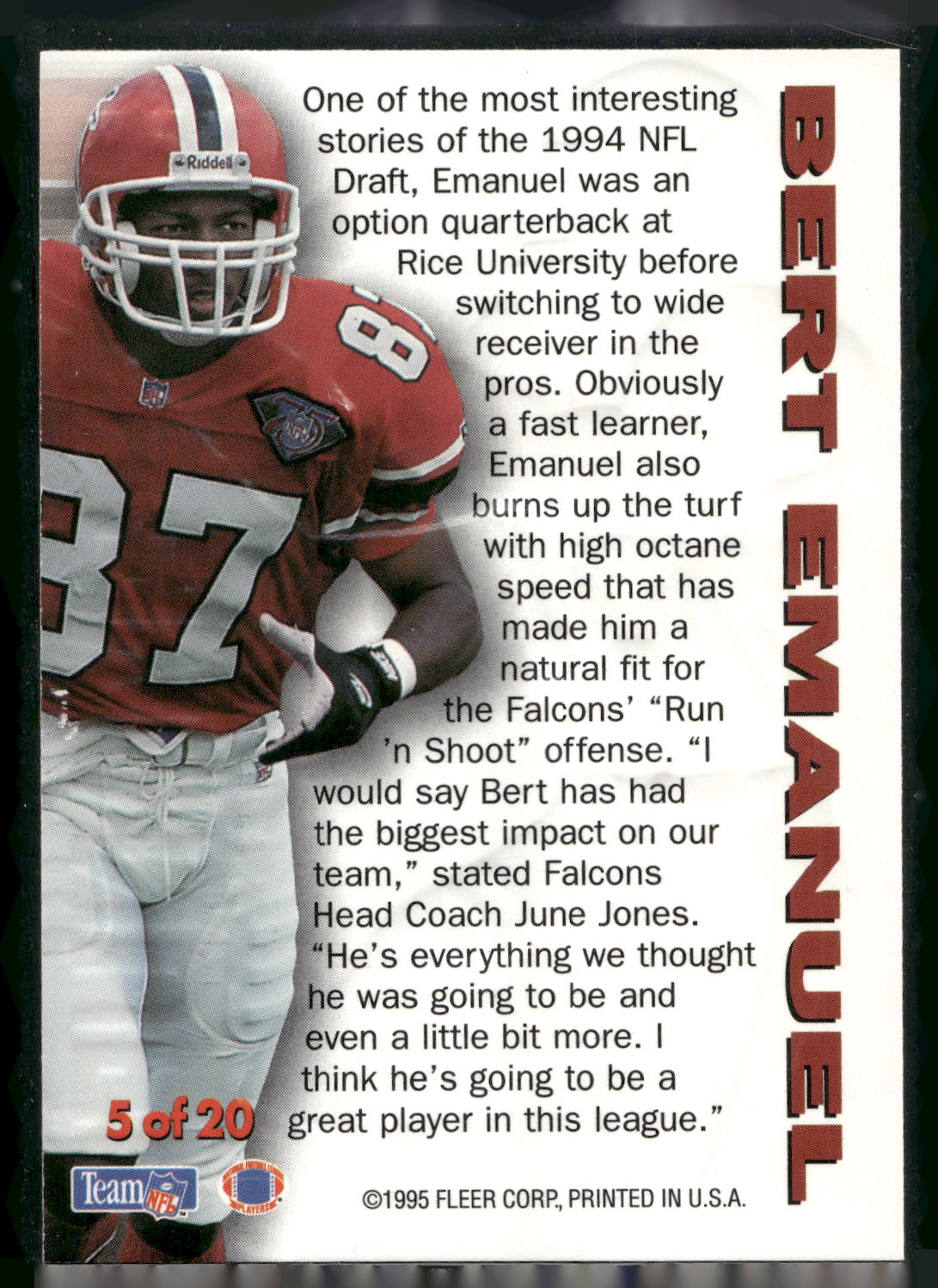 1995 Fleer #5 Bert Emanuel Rookie Sensations