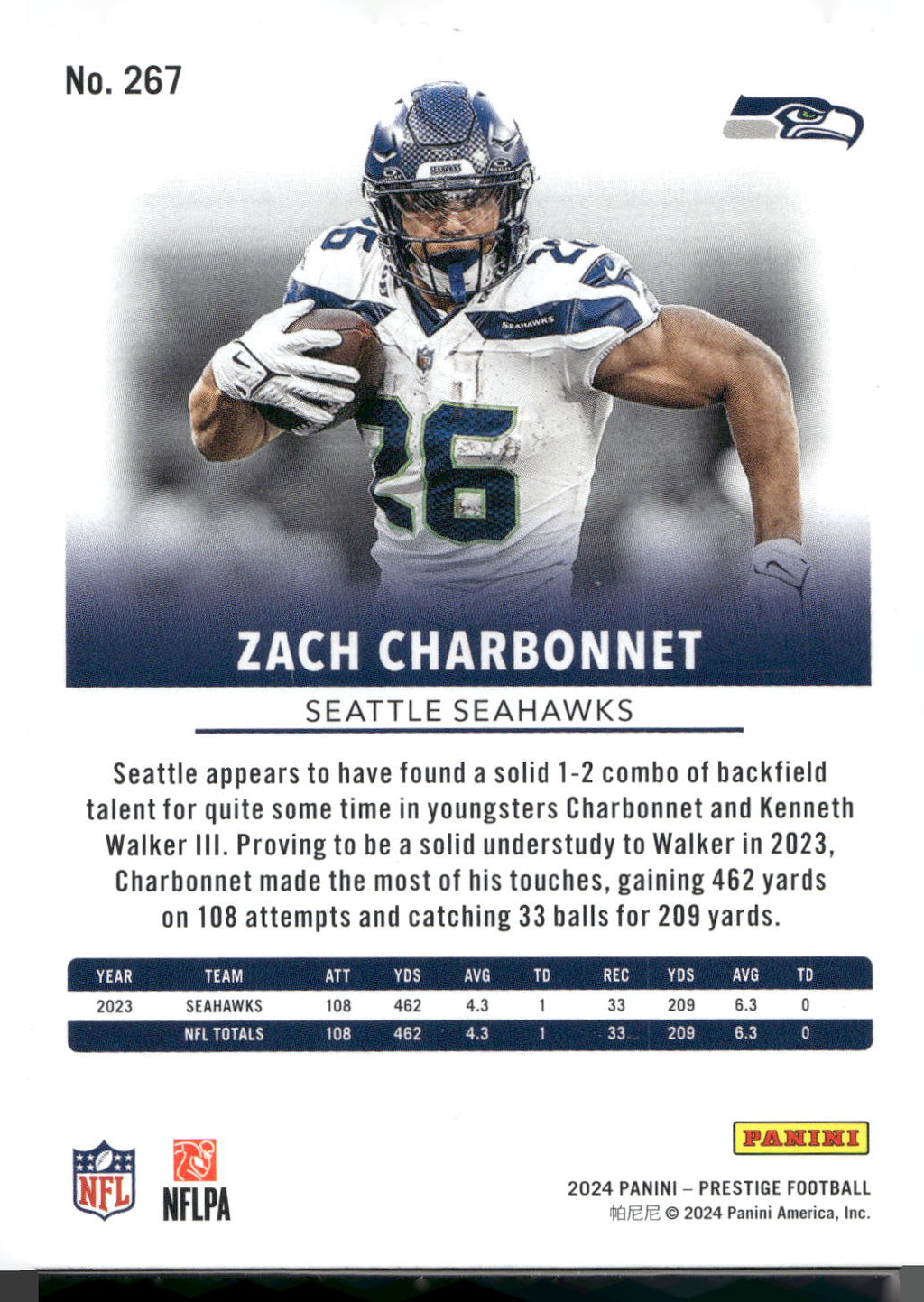 2024 Panini Prestige #267 Zach Charbonnet