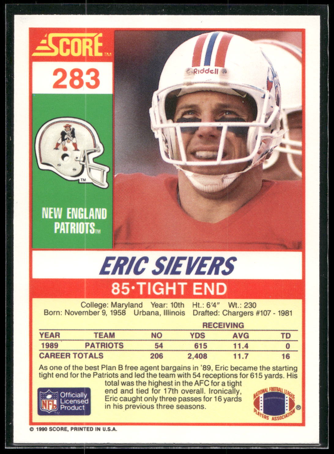 1990 Score #283 Eric Sievers
