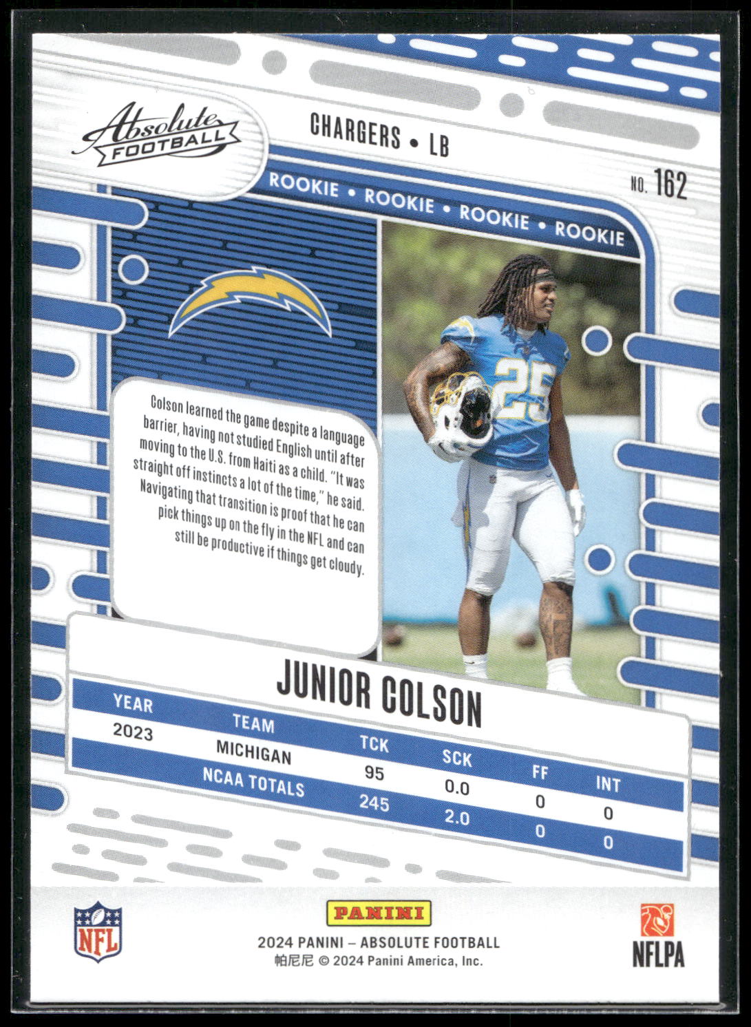 2024 Panini Absolute #162 Junior Colson Retail