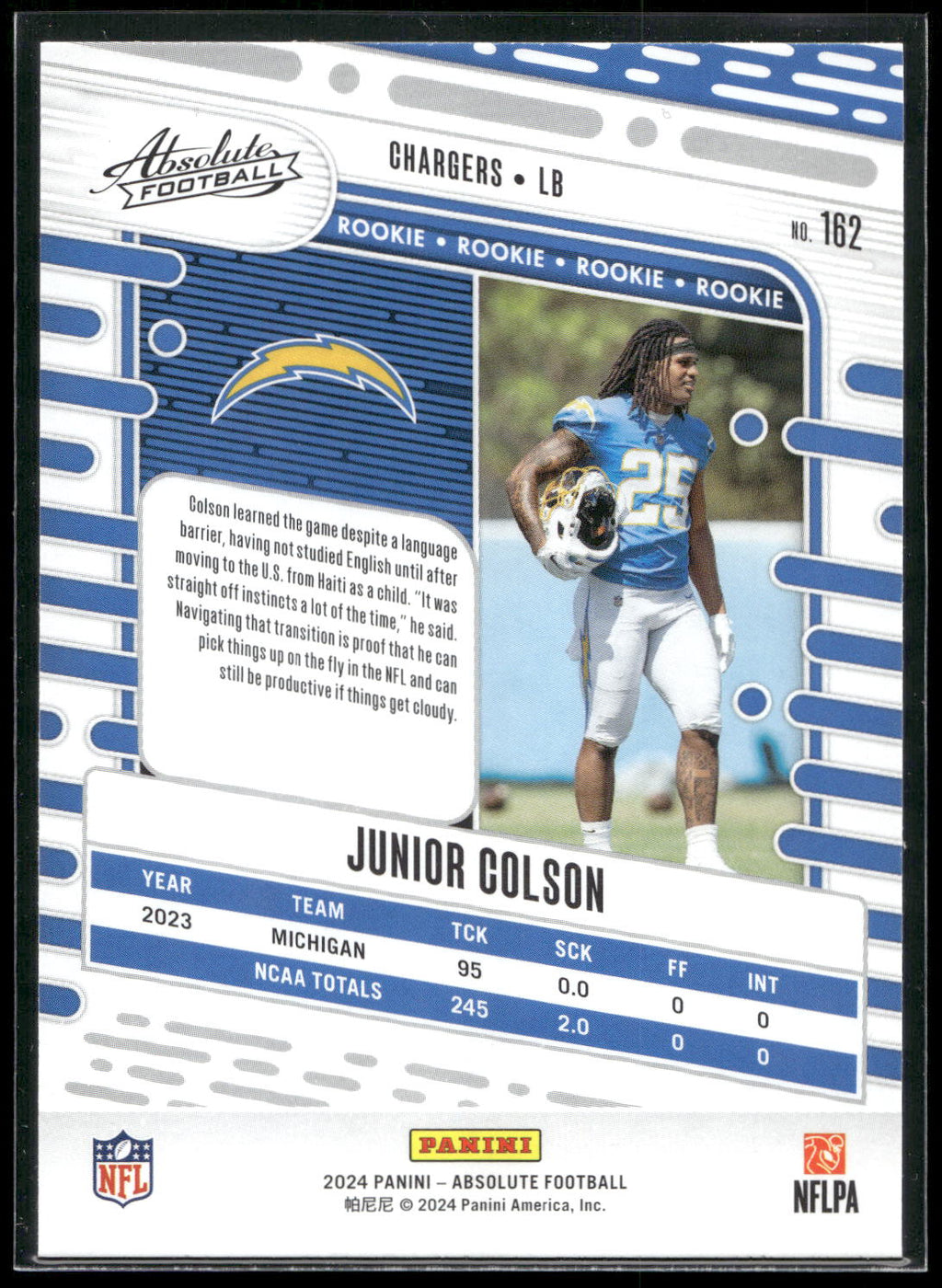 2024 Panini Absolute #162 Junior Colson Retail