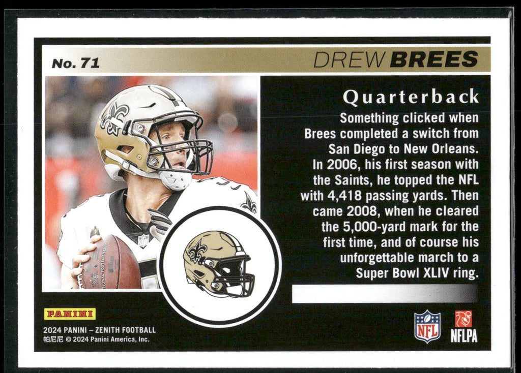 2024 Panini Zenith #71 Drew Brees Retail