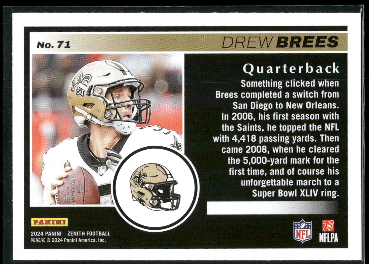 2024 Panini Zenith #71 Drew Brees Retail