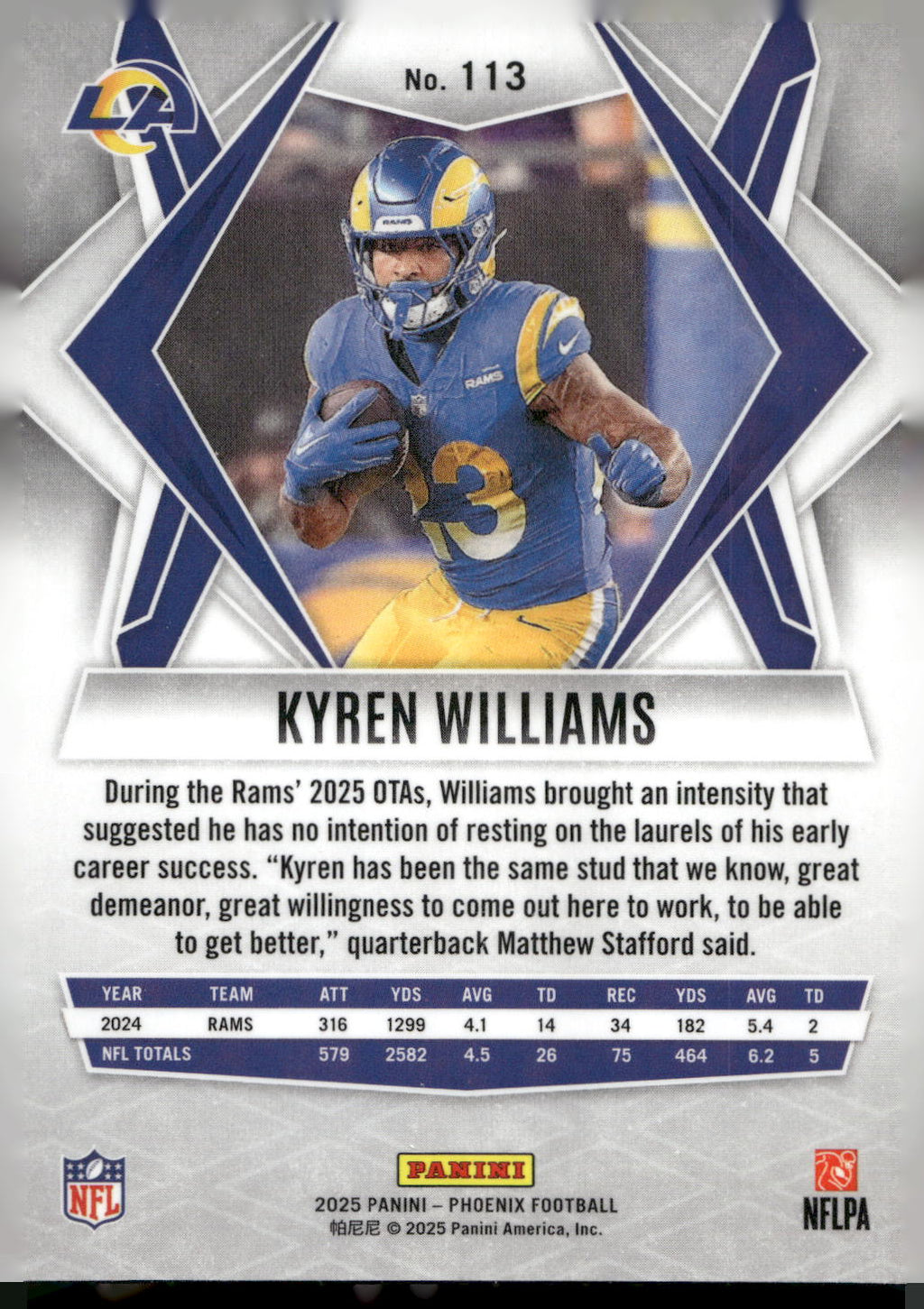 2025 Panini Phoenix #113 Kyren Williams