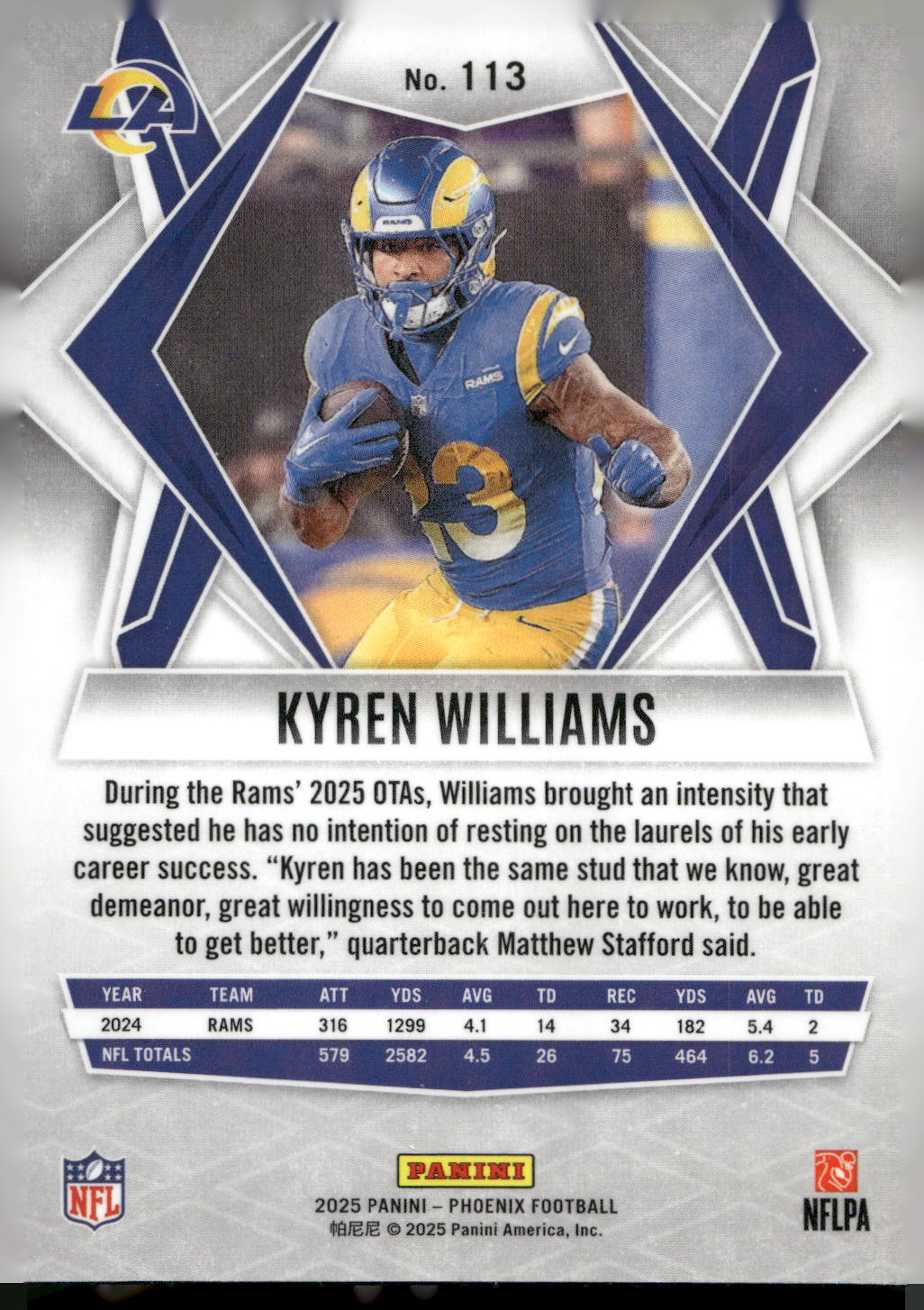 2025 Panini Phoenix #113 Kyren Williams