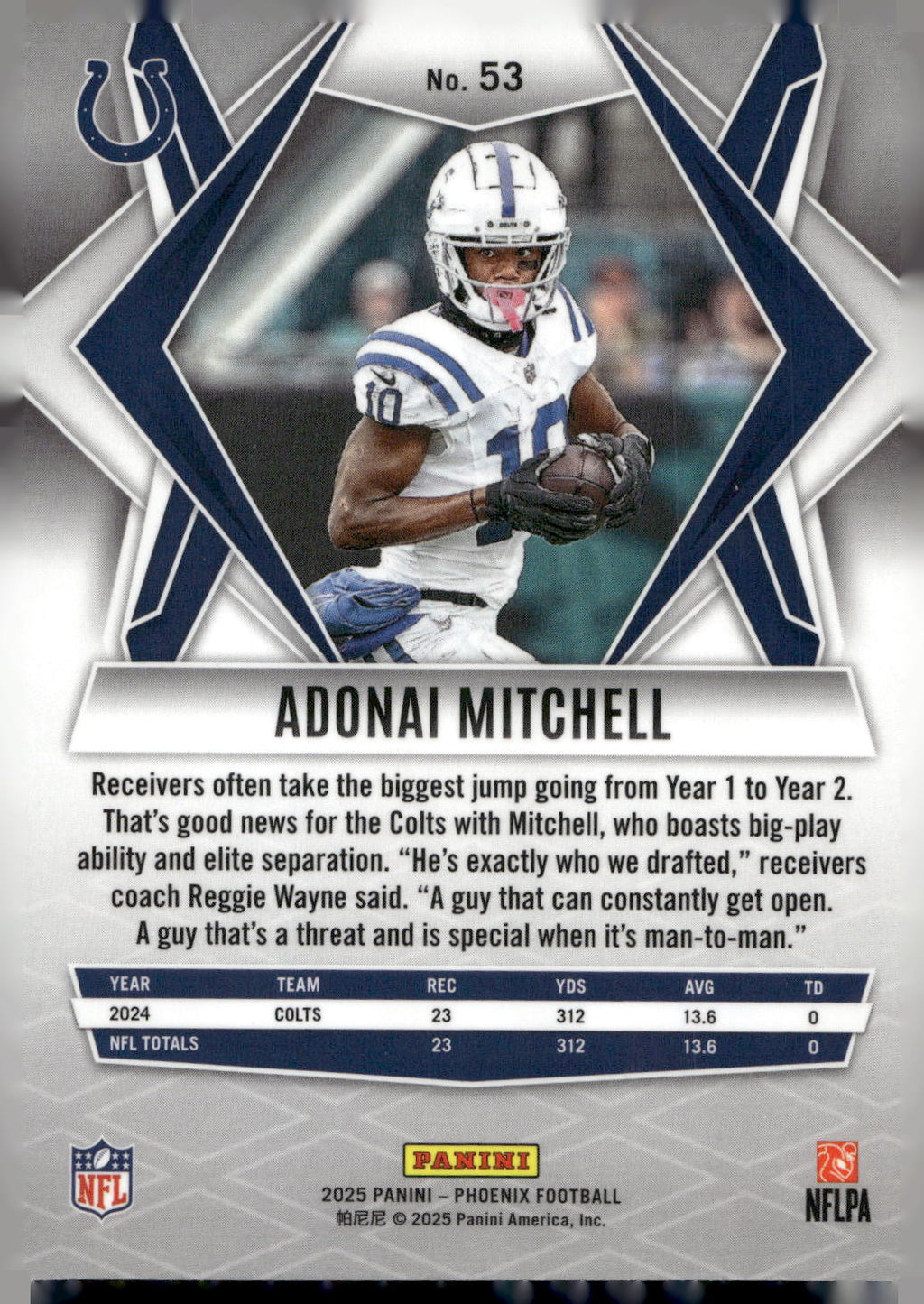 2025 Panini Phoenix #53 Adonai Mitchell