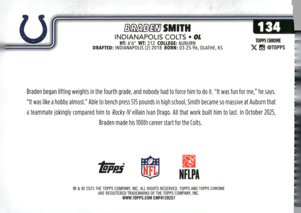 2025 Topps Chrome #134 Braden Smith