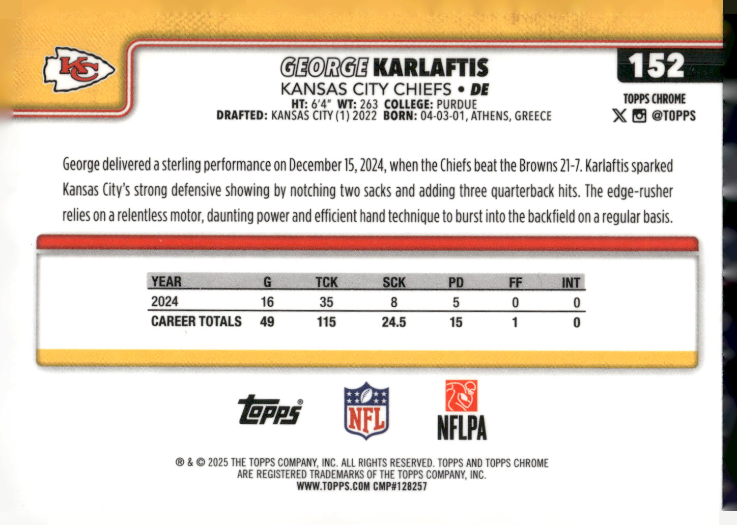 2025 Topps Chrome #152 George Karlaftis
