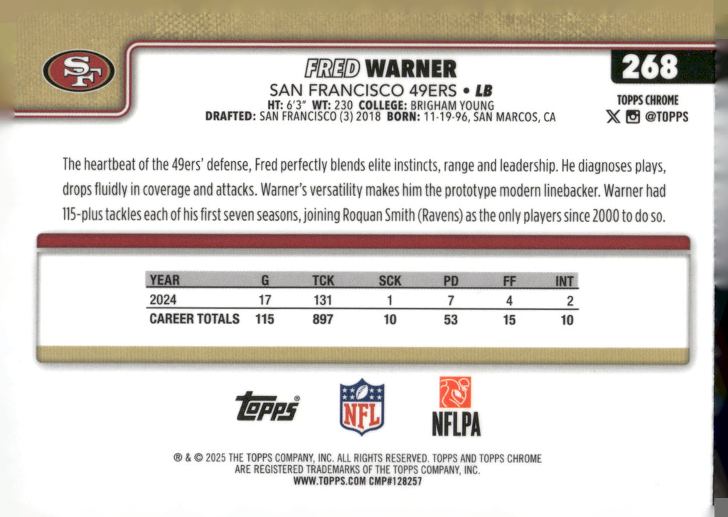 2025 Topps Chrome #268 Fred Warner